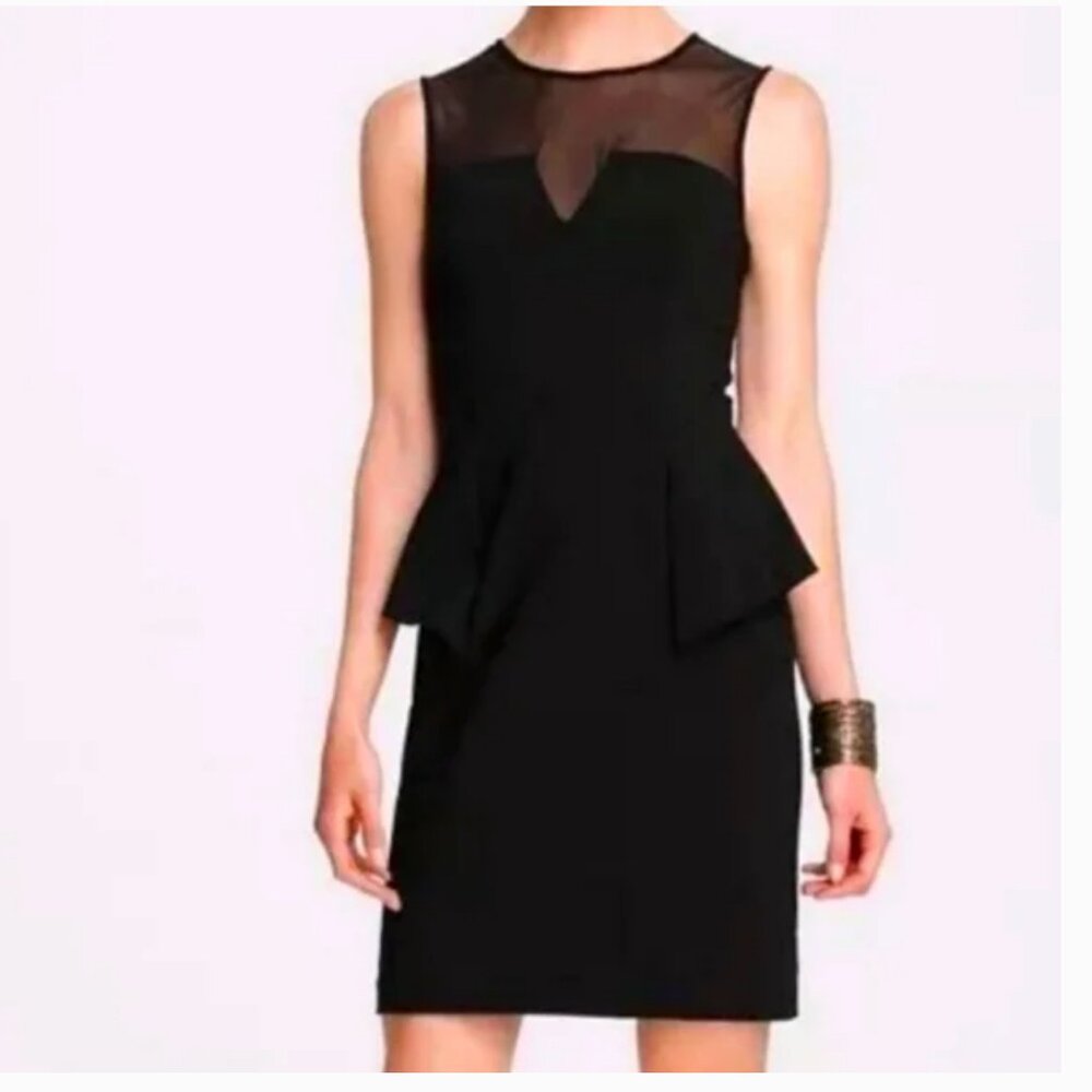 Aidan Mattox US Size 8 mesh upper peplum waist little black dress